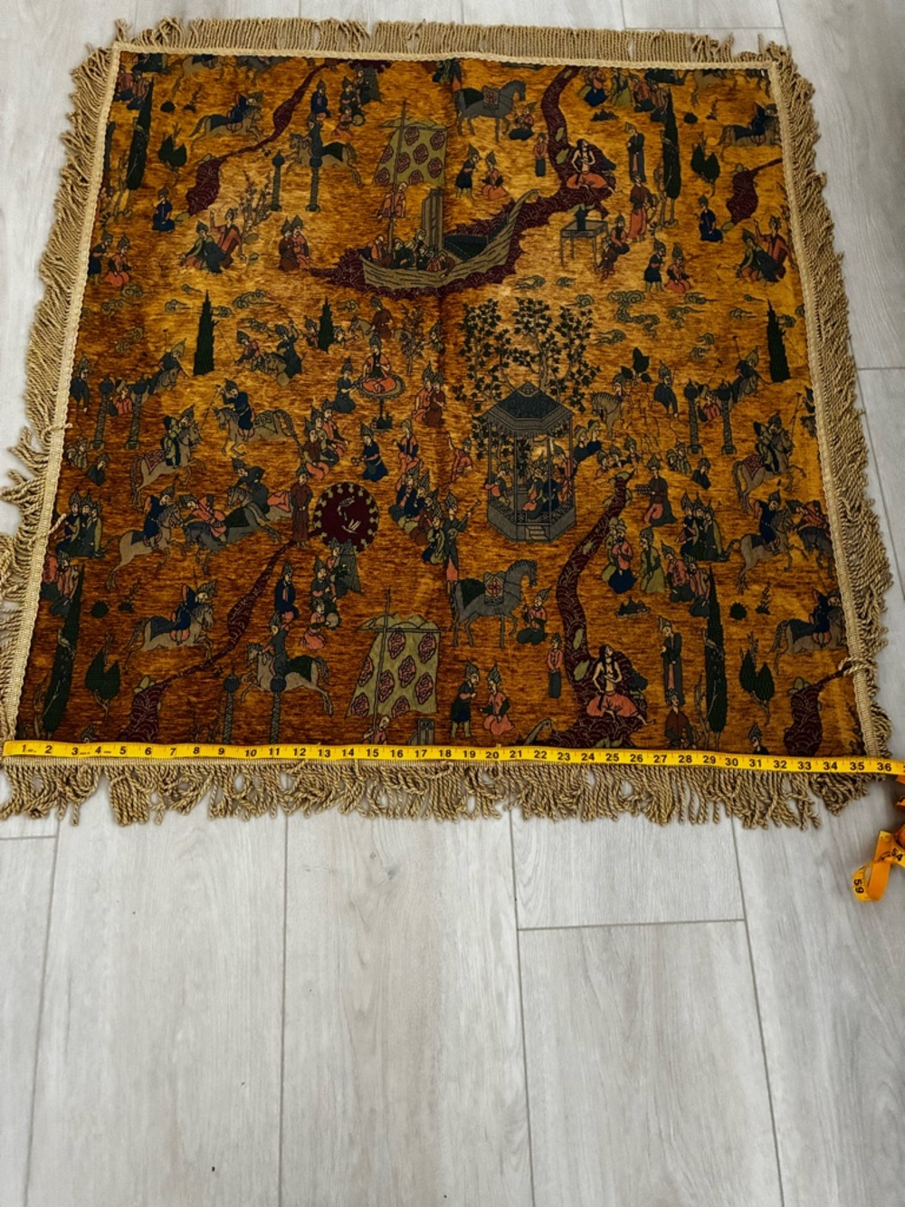 Turkish Decorative Mustard Gold Rug or Wall Hanging - Picture 5 of 6